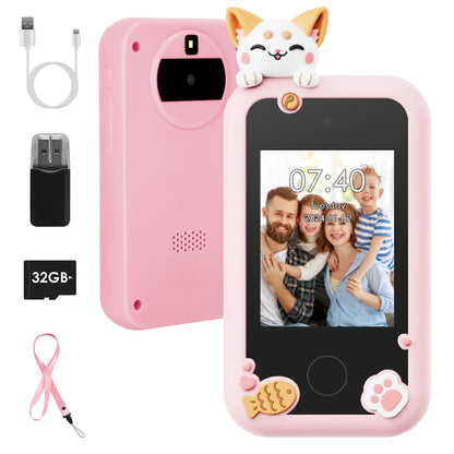 Kids Toy Smartphone Dual Camera Phone Touchscreen Learning Toy with Shockproof Cartoon Case Torch 16 Games ABC Learning for Boys Girls Aged 3+