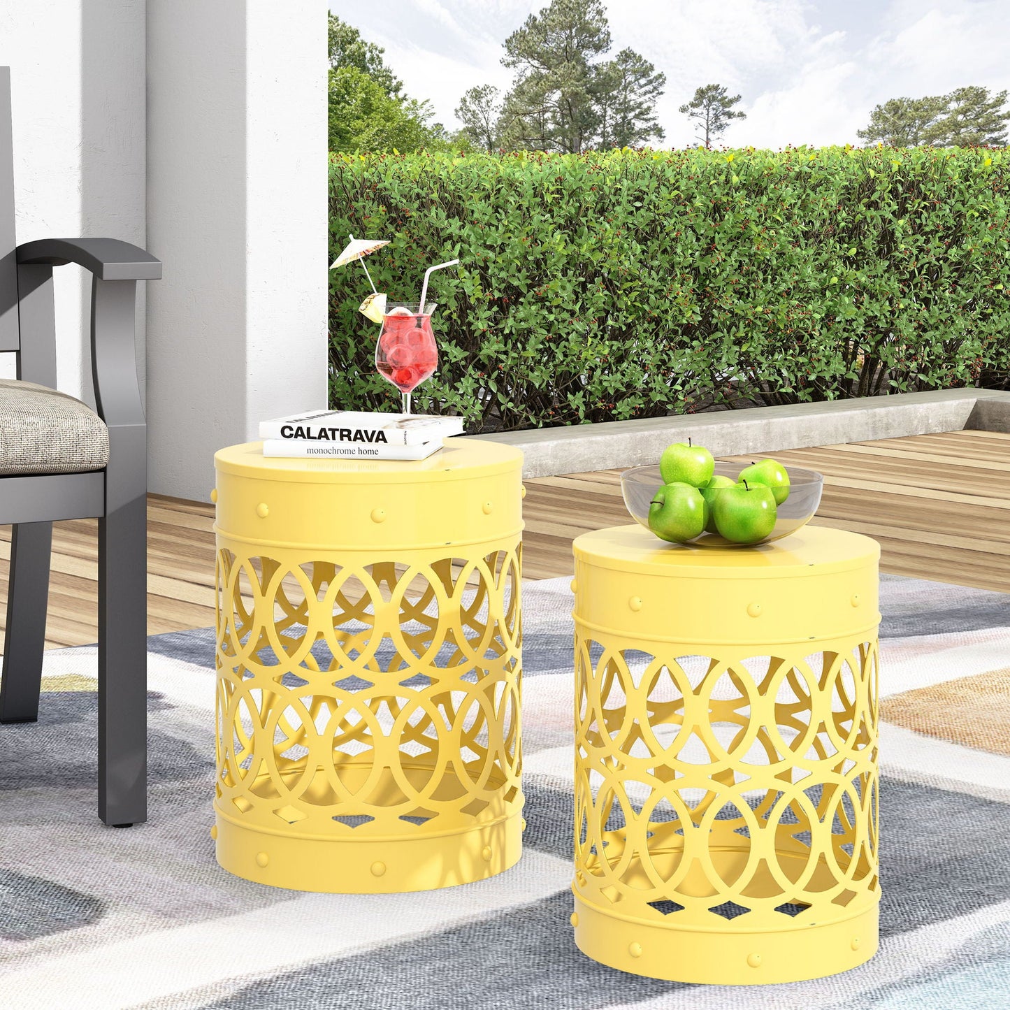 Outdoor Metal Side Table Set of 2