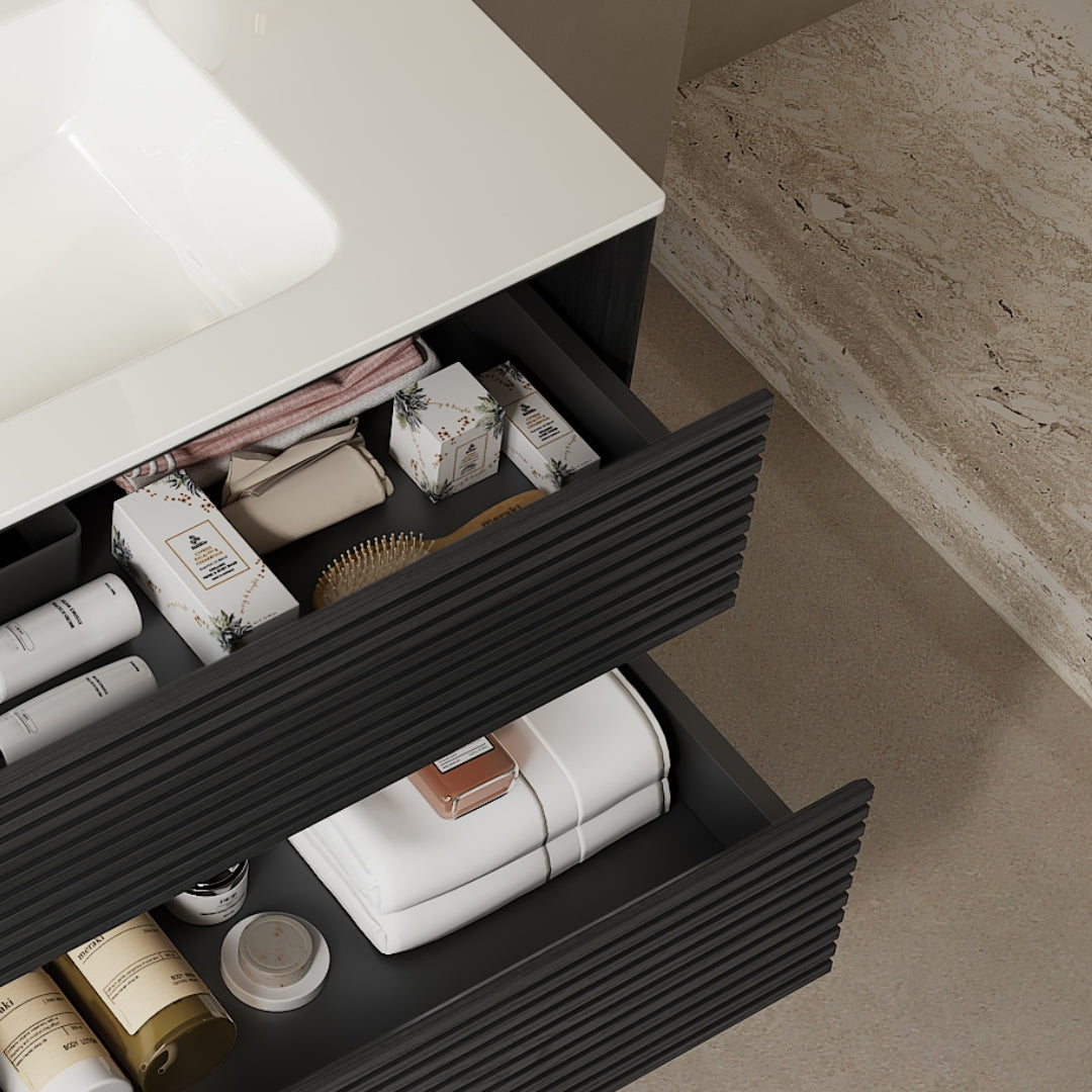 BRON 36" Bathroom Vanity with Sink, Modern Wall-Mounted Floating Cabinet