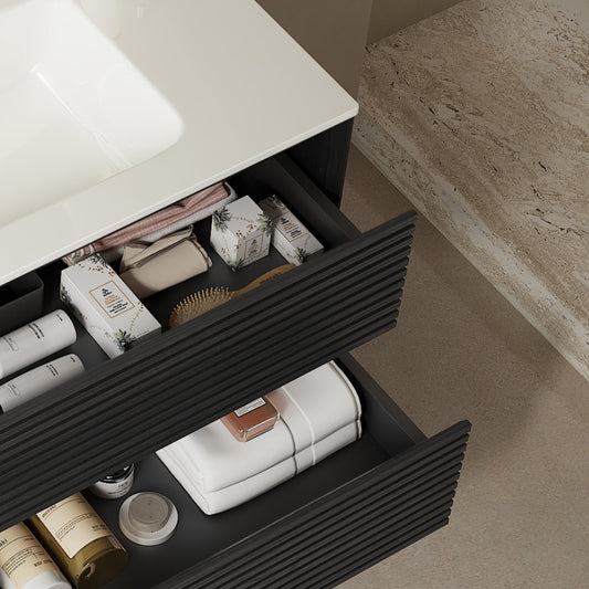 BRON 36" Bathroom Vanity with Sink, Modern Wall-Mounted Floating Cabinet