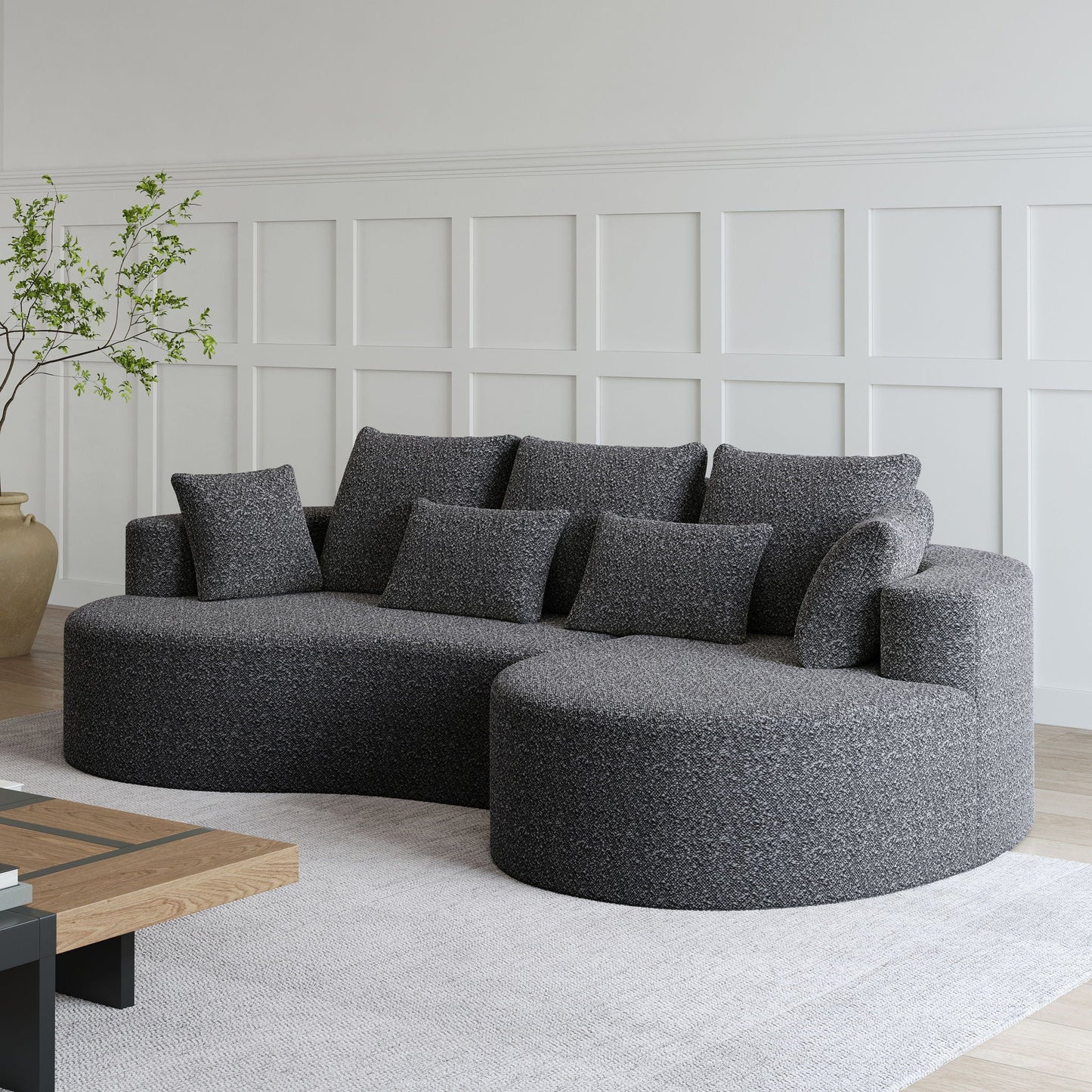 Curved Oversized Sectional Sofa With Extra Deep Seat
