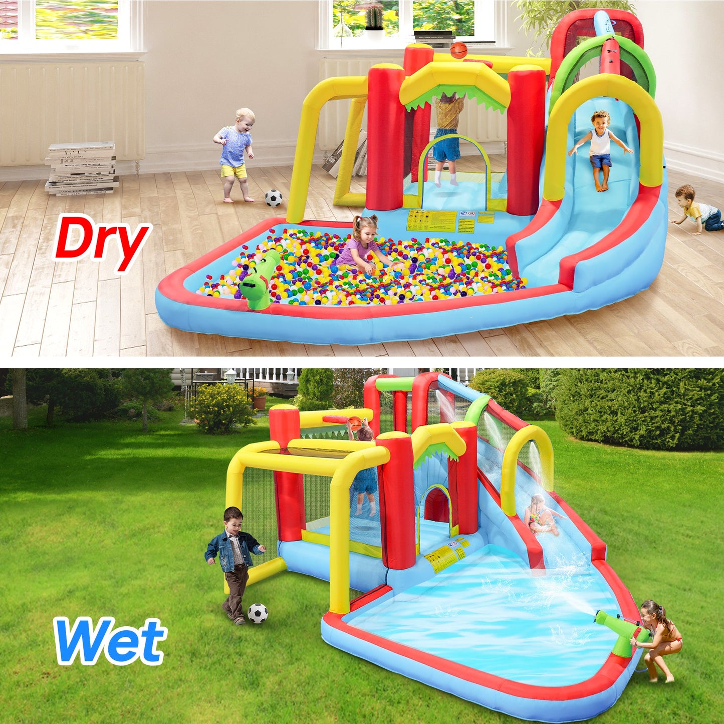 7-in-1 Inflatable Slide Water Park and Garden Bouncer