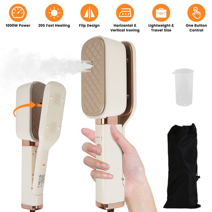 Steam Iron Press 3 In 1 Travel Steamer For Clothes With 180¡ Flip Head Portable Handheld Flat Iron 1000W Wrinkles Remover Wet And Dry Ironing Garment