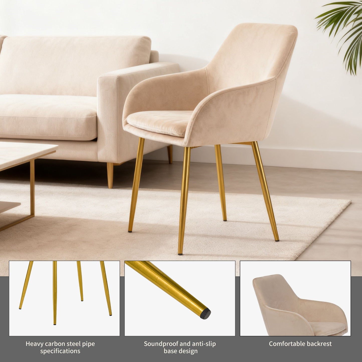 Dining Chair Set For Dining Rooms (Set of 2) - Beige