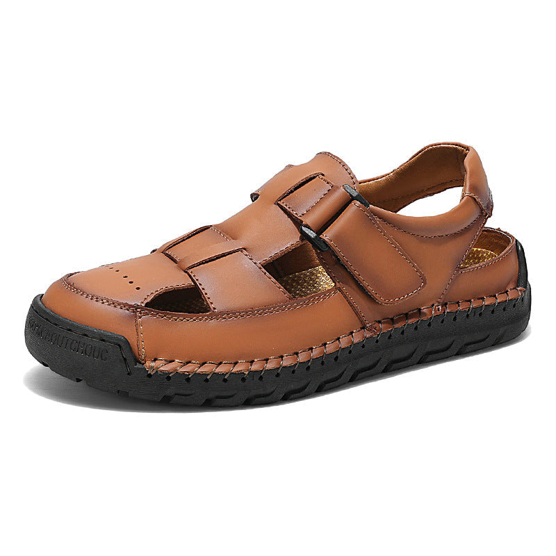 Mens Sandals Summer Full-grain Leather