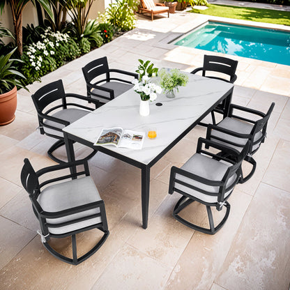 Modern 7PC Outdoor Patio Aluminum Dining Set