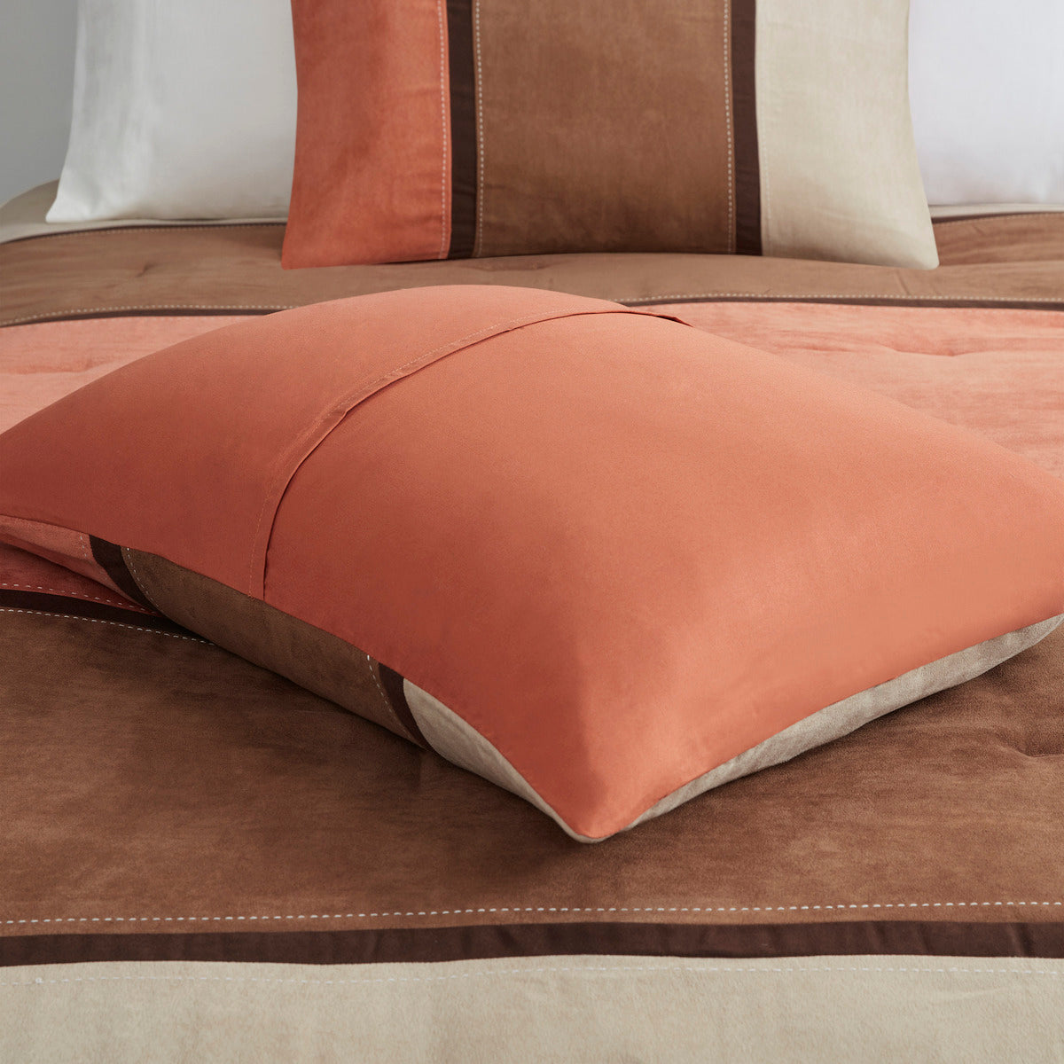 7 Piece Faux Suede Comforter Set - Coral King