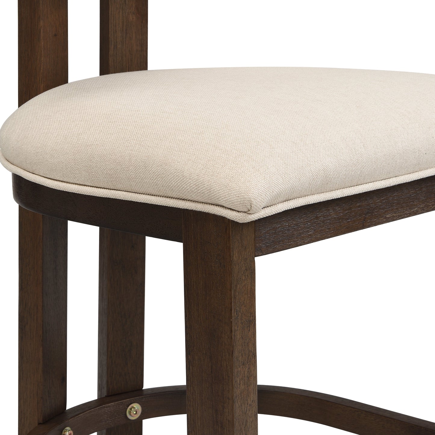 26" Counter Height Bar Stool, Upholstered Counter Stools (Set of 2) - Walnut & Beige