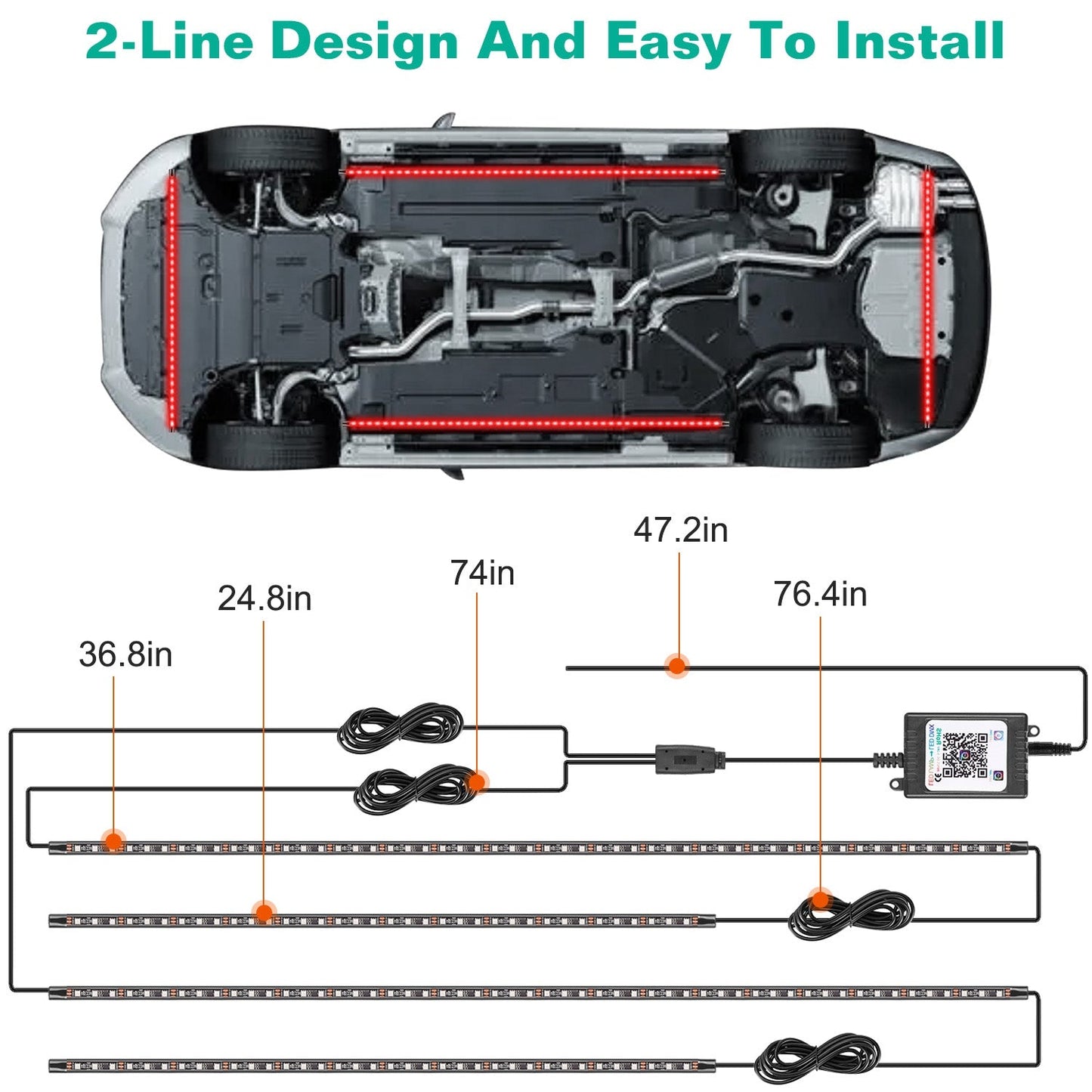 Waterproof RGB Underglow LED Strip Remote App Control Car Underbody Light Music Control Exterior Underbody Lights DC 12V