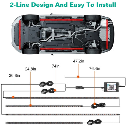Waterproof RGB Underglow LED Strip Remote App Control Car Underbody Light Music Control Exterior Underbody Lights DC 12V