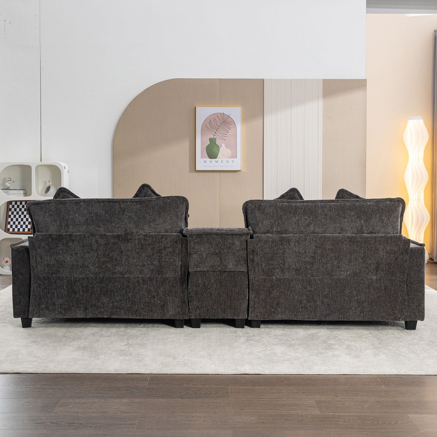 Modern Sectional Sofa With Removable Ottomans, USB Ports