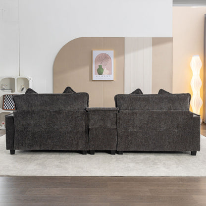 Modern Sectional Sofa With Removable Ottomans, USB Ports