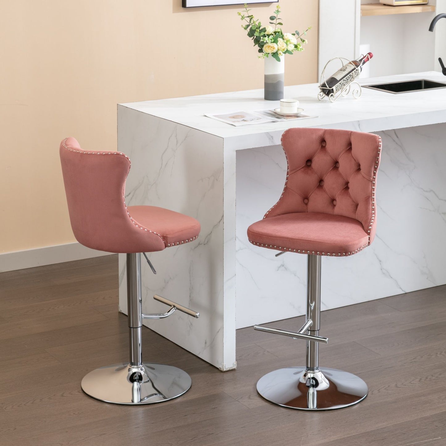Swivel Adjustable Height Barstools Set of 2