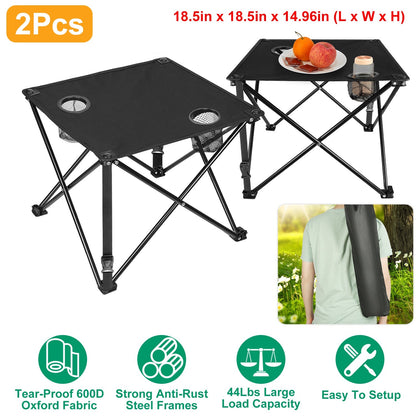 Portable Folding Camping Table with Cup Holders & Carry Bag