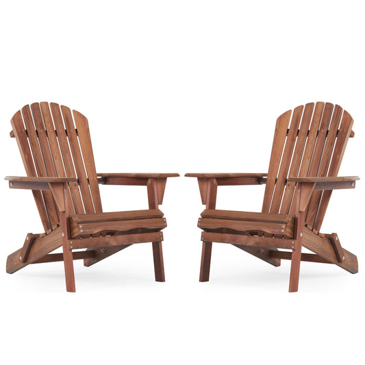 SoliWood Wooden Outdoor Folding Adirondack Chair Set of 2