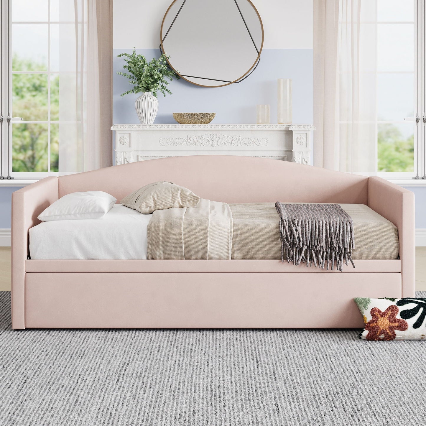 Daybed With Pop Up Trundle, Upholstered Sofa Bed