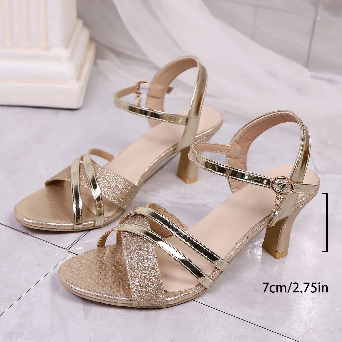 Plus-size Fish-mouth Fashionable Buckle-strap Stiletto-heeled