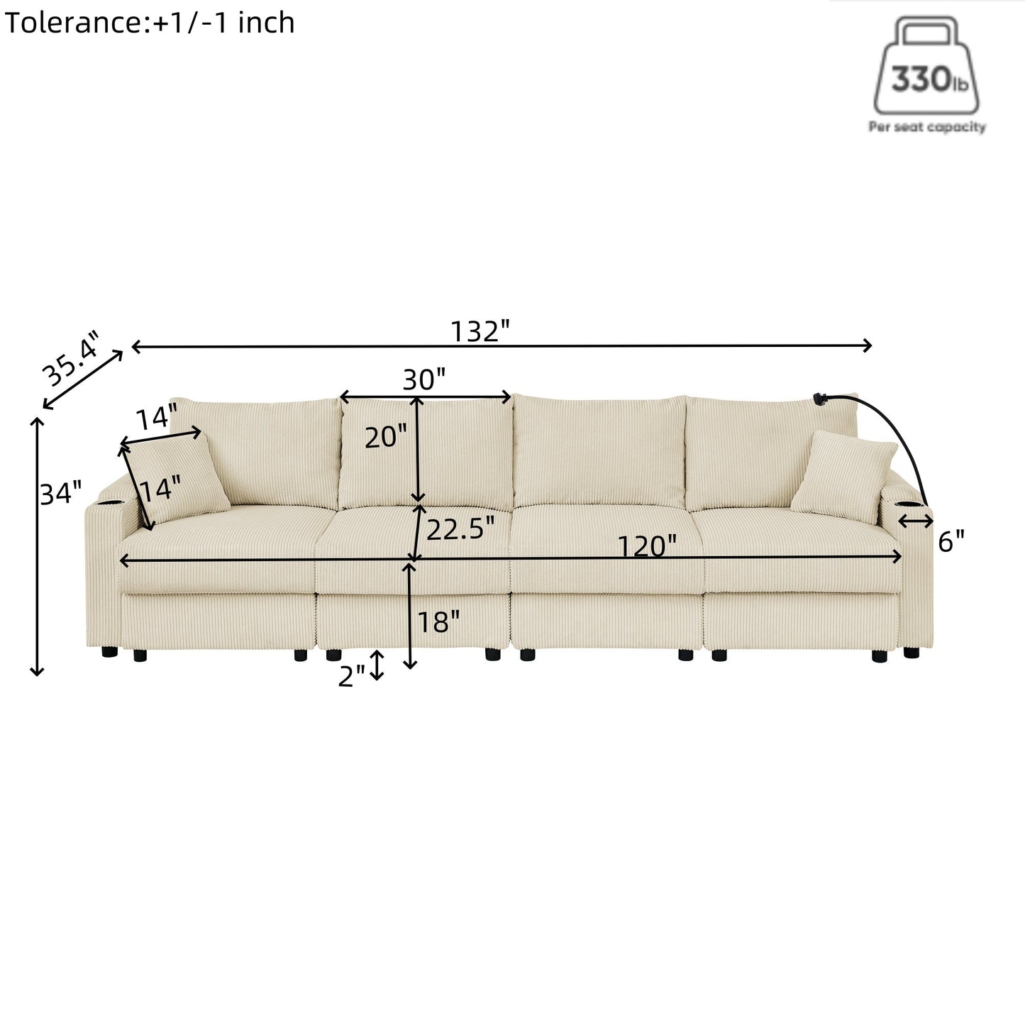 Modern U-Shaped Couch with Storage and Ottomans