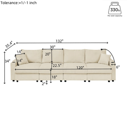 Modern U-Shaped Couch with Storage and Ottomans