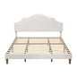 King Size, Upholstered Platform Bed Frame With Adjustable Headboard, No Box Spring Needed - White