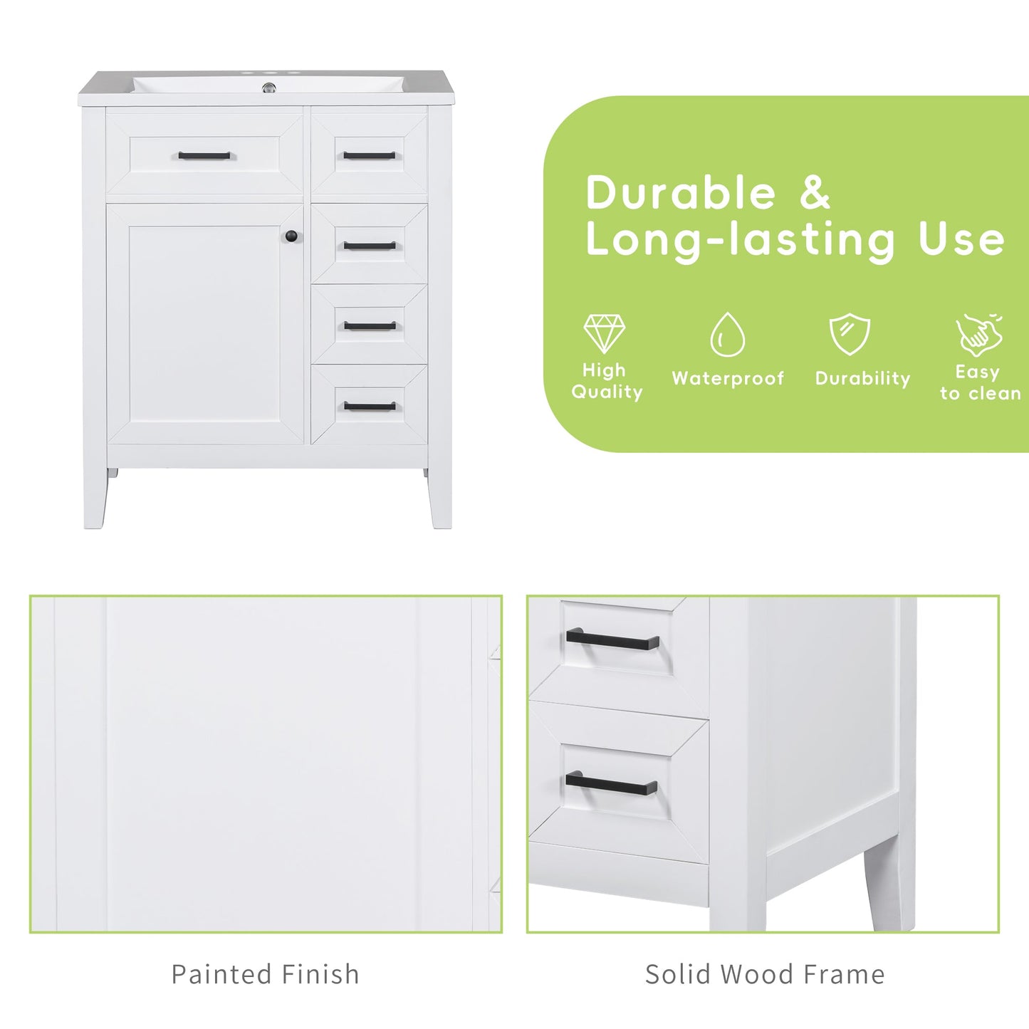 30" Bathroom Vanity Cabinet Base Without Sink