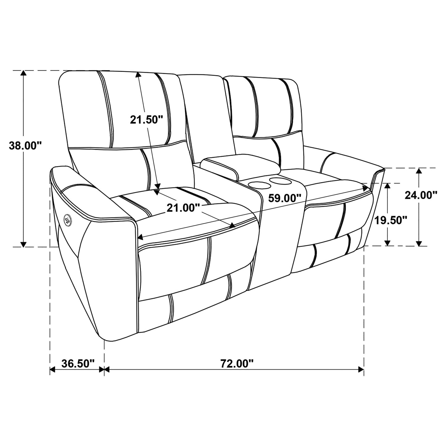 Denson - Power Reclining Loveseat With Console And USB Port
