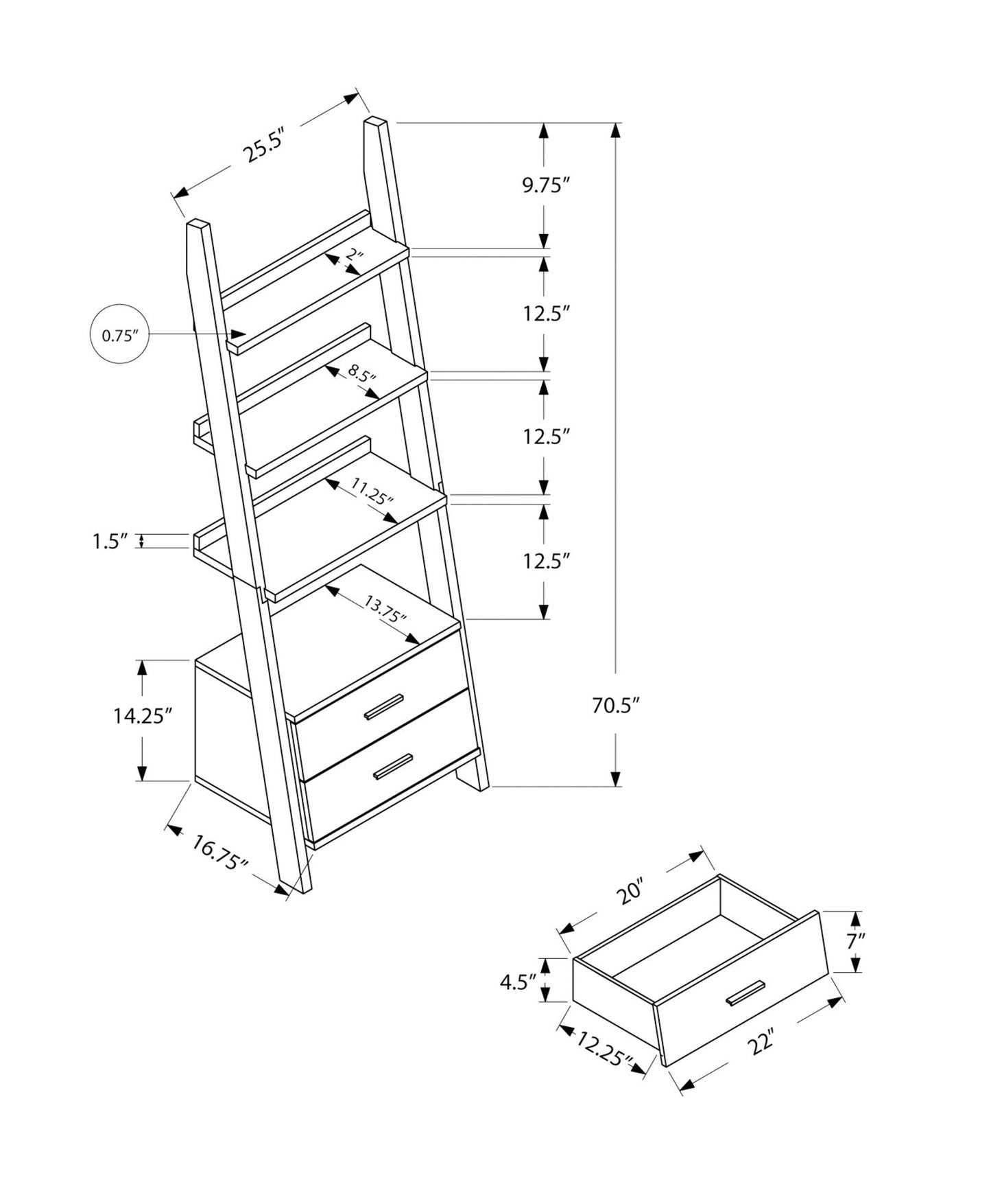 Contemporary Corner Ladder Bookshelf for Office