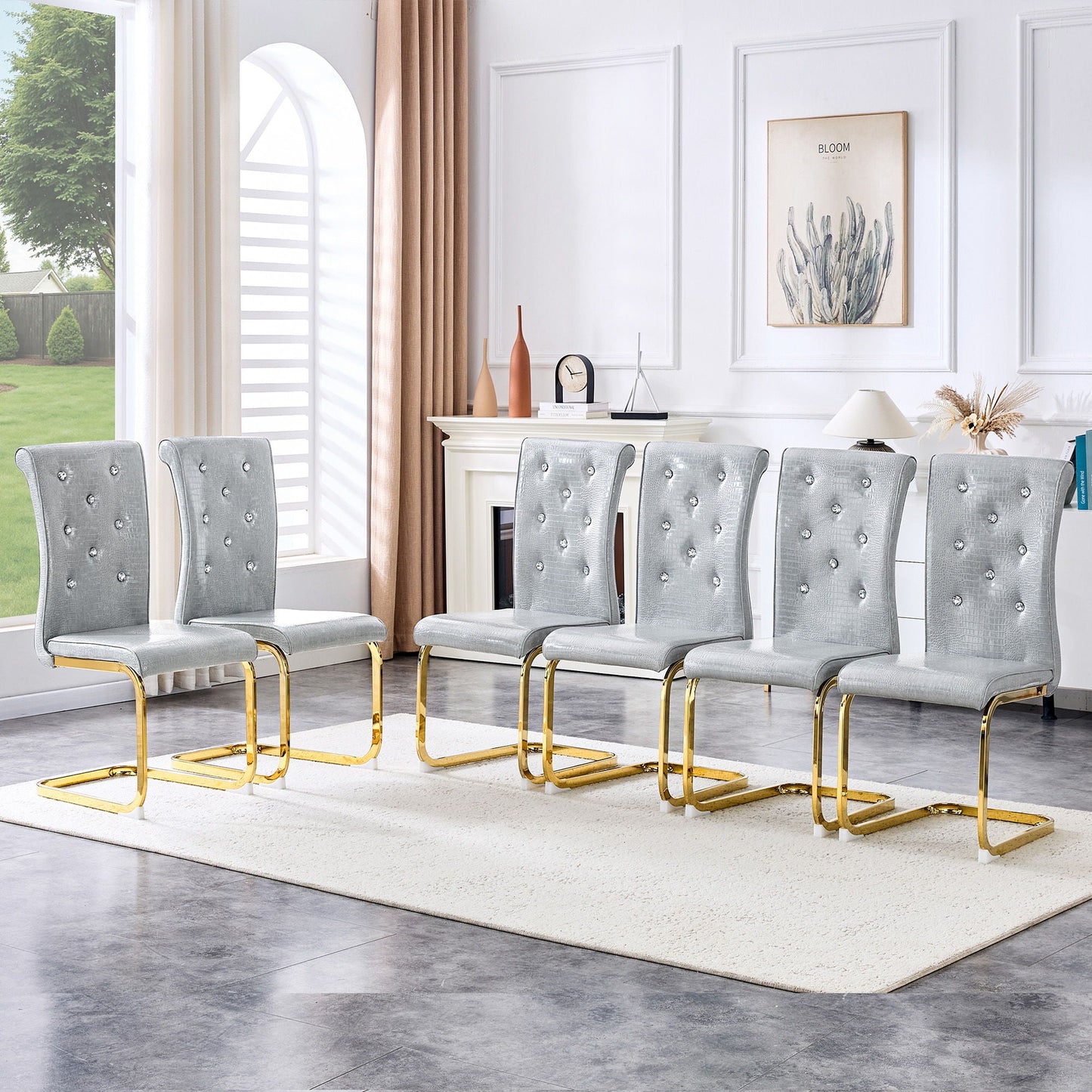 Elegant Design Alligator Skin Upholstered Dining Chairs