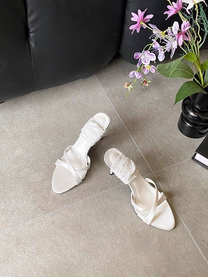 Women Open Toe Lace-up Roman Sandals, 2026 Summer New Elegant Celebrity Style Black Stiletto High Heels