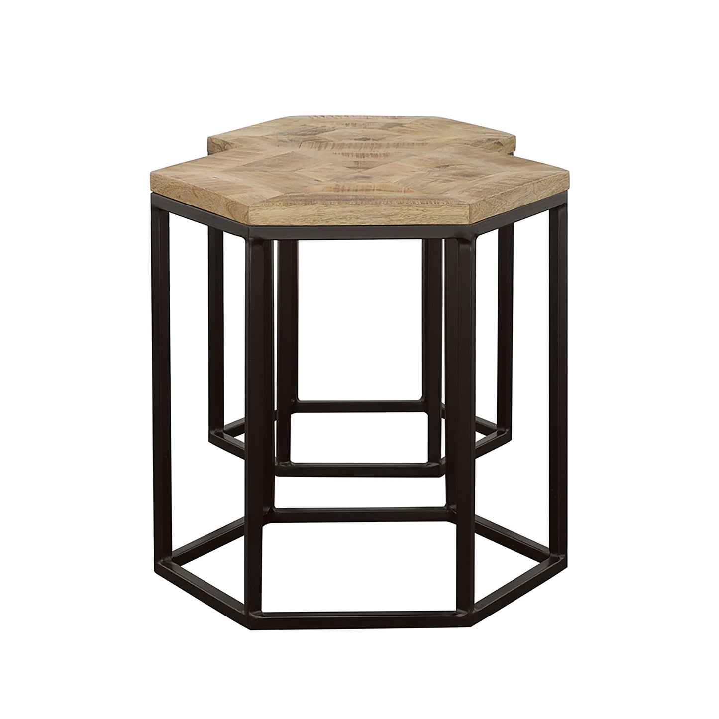 2 Piece Nesting Table With Hexagon Base - Brown