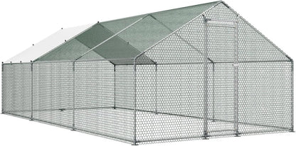 VEVOR Large Metal Chicken Coop, Walk-in Poultry Cage With Waterproof Cover, Outdoor Hen House For Chicken Duck Rabbit Farm