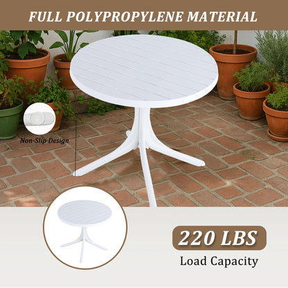 4 Modern Stackable Plastic Armchair Matched With Round Table