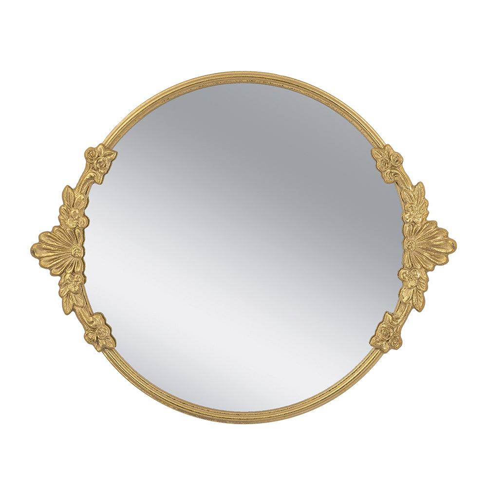 19x16x1" Round Mirror Tray with Gold Leaf Detailing
