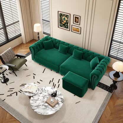 Chesterfield 3-in-1 Pull-Out Sofa Bed - Green