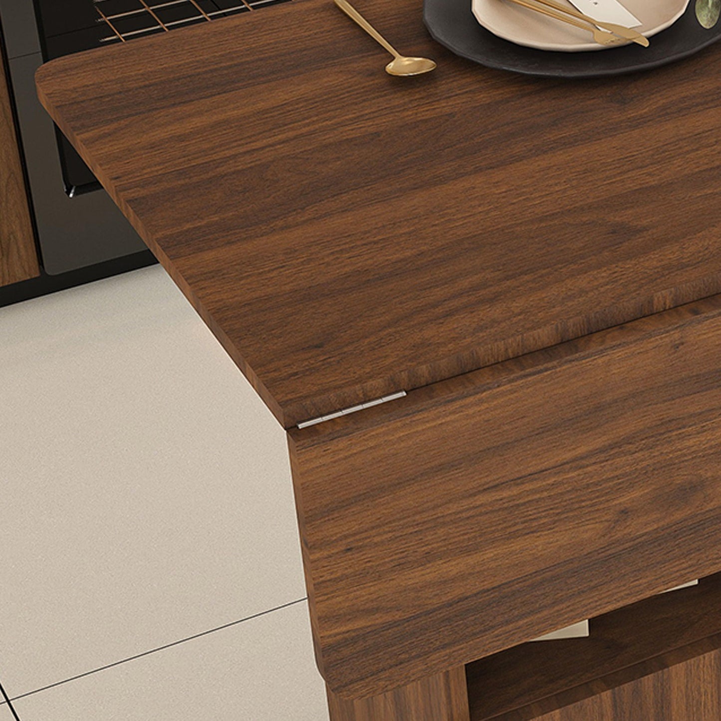 Multi Functional Folding Table With Storage Shelves And Wheels