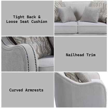 Mahler - Loveseat With 4 Pillows - Beige Linen
