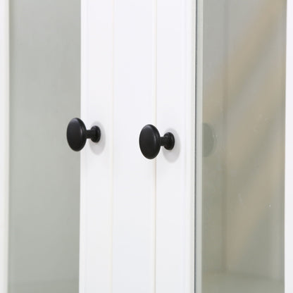 Retro Style Hutch Cabinet With Glass Door, China Cabinet For Home