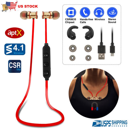 Sport Headsets Wireless V4.1 In-Ear Stereo Headphones Sweat-proof Running Earphones w/Mic Hands-free