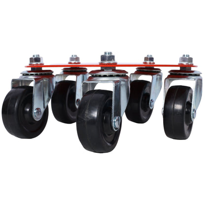 Heavy Duty Snowmobile Dolly V Slide With 2.5" Swivel Casters, Rubber Pad, 1500Lbs Capacity Steel - Red