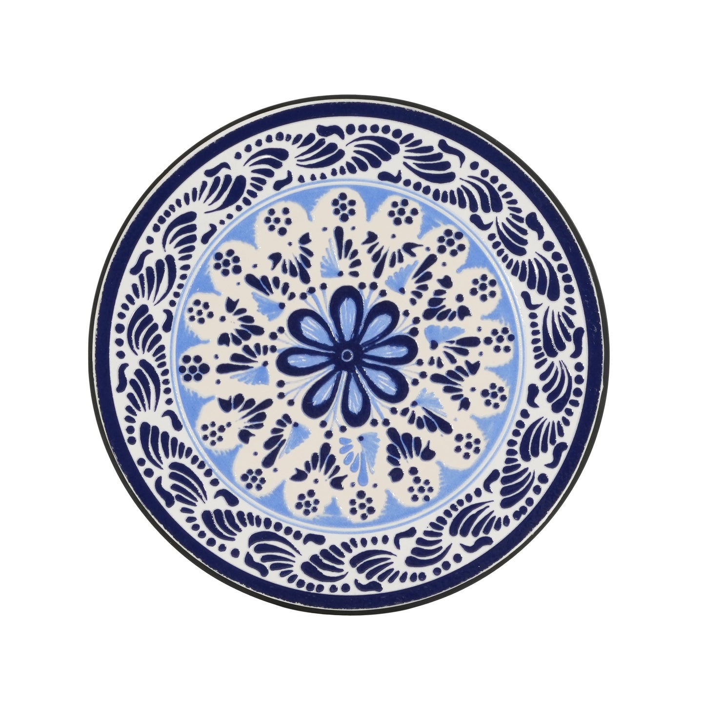 Patio Side Table, Blue+Black
