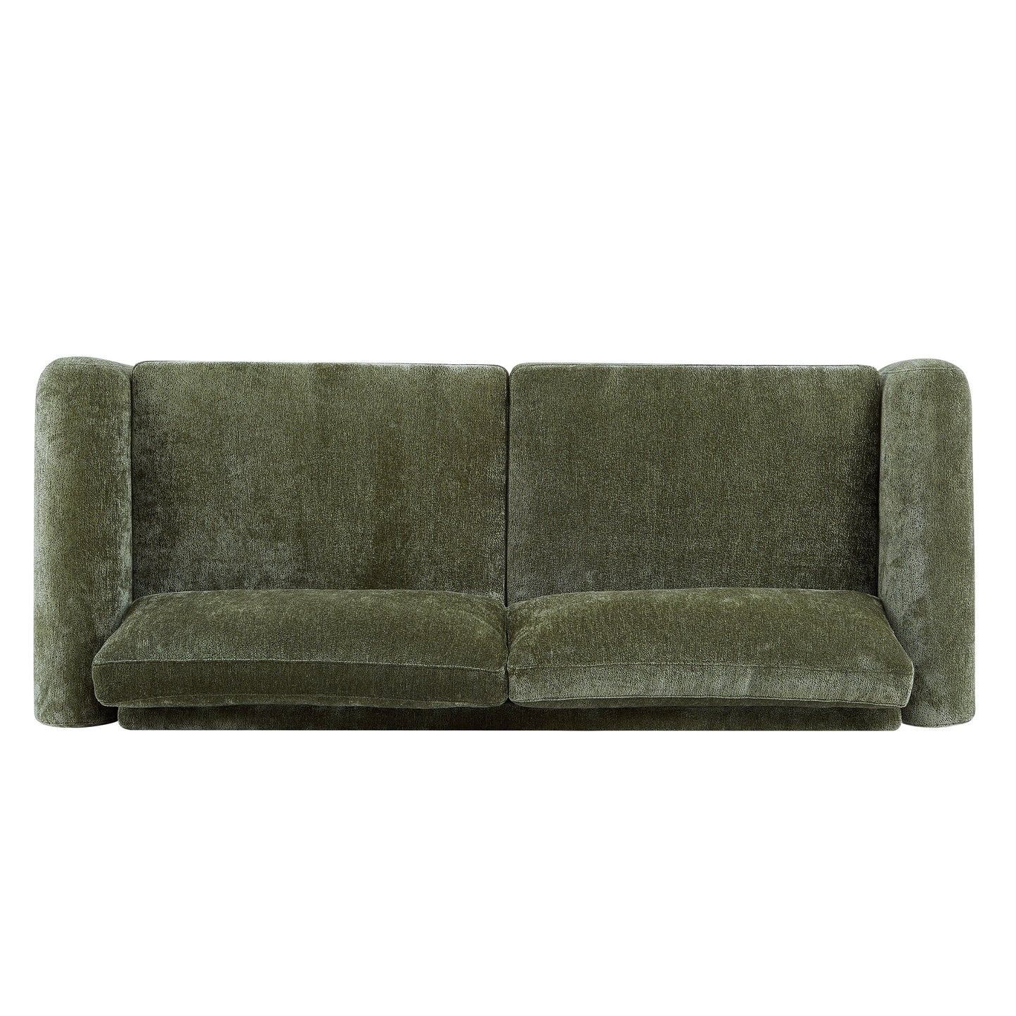 89"L Chenille Sofa with Wooden Legs – Olive