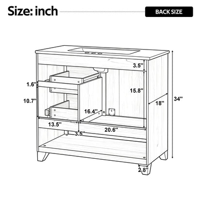 36" Bathroom Vanity with Ceramic Sink