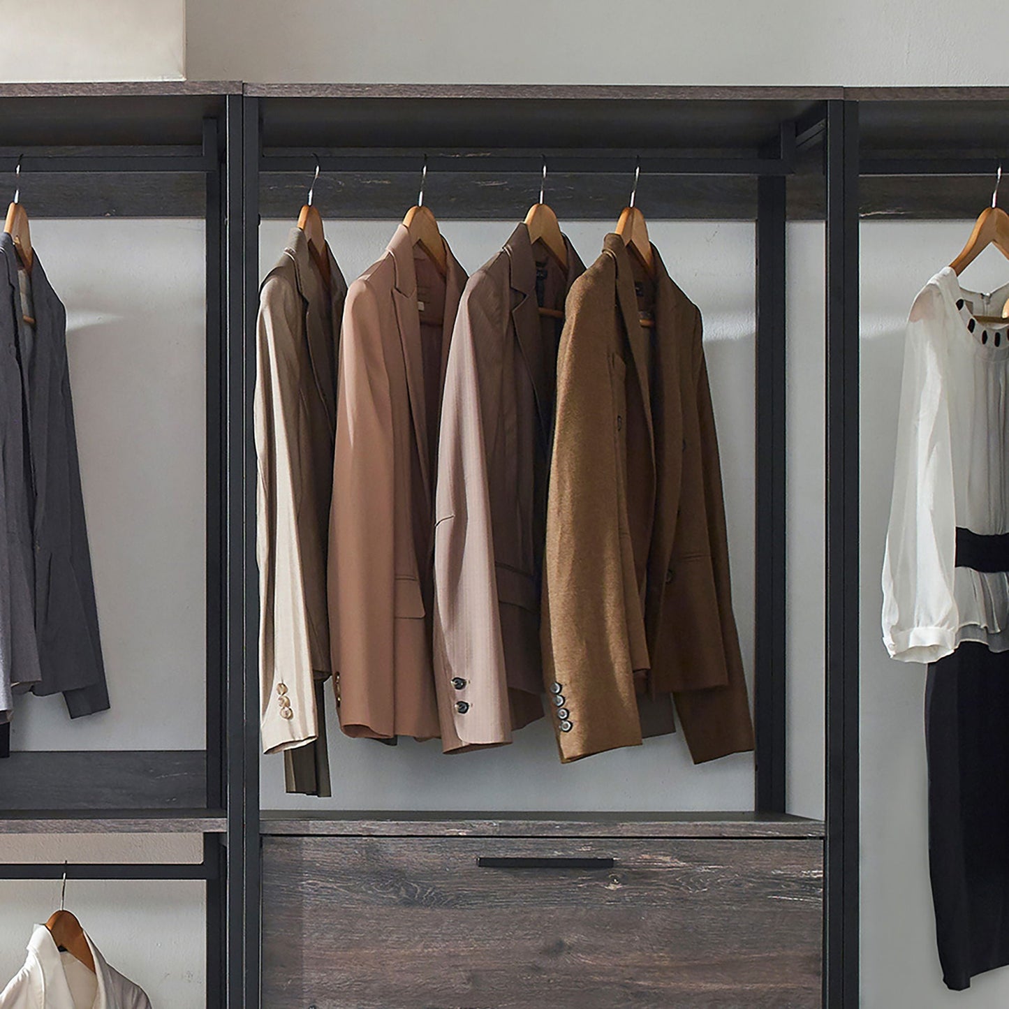 Monica - Modular Design Walk-In Closet System - Rustic