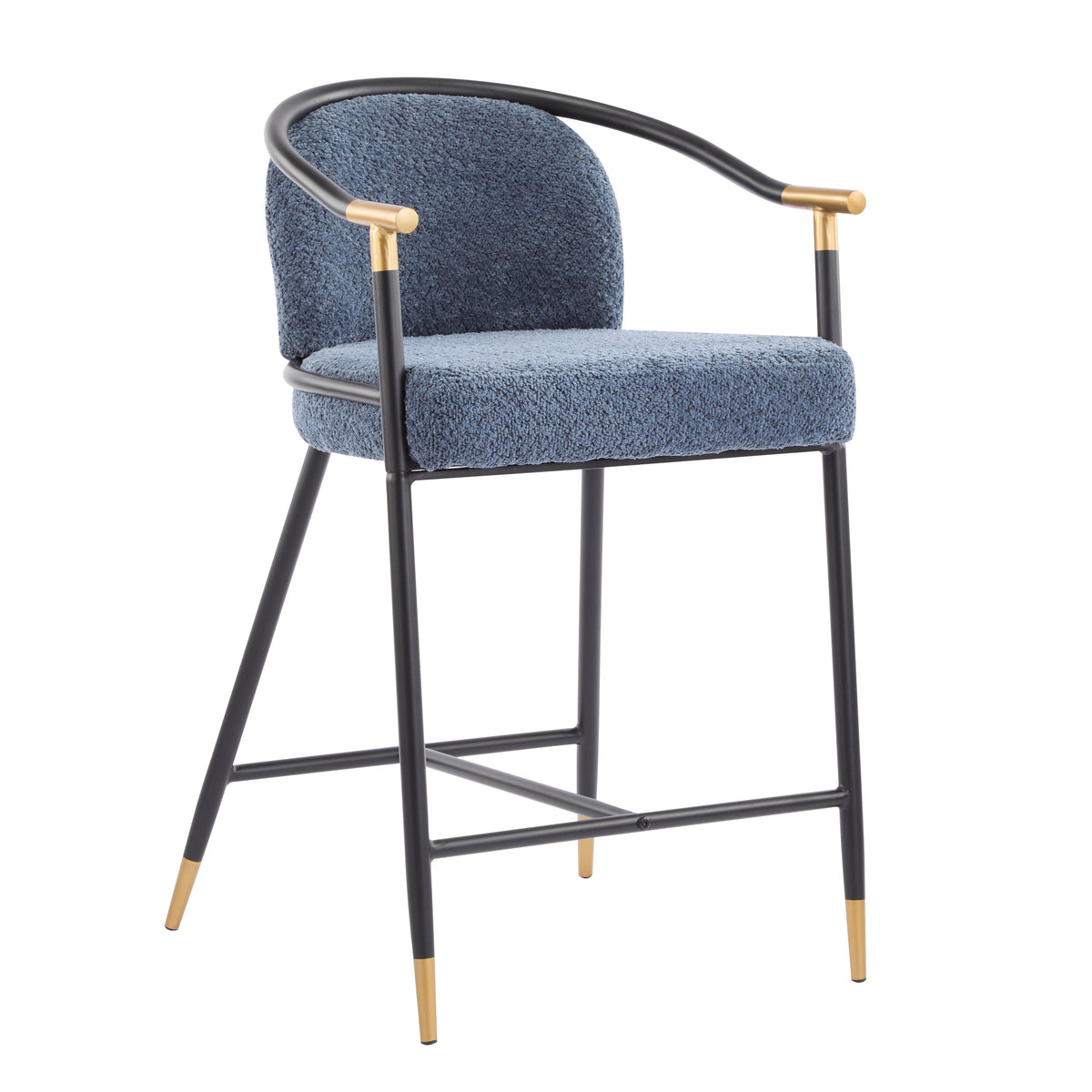 26" H Upholstered Counter Stool with Metal Frame (Set of 2) - Navy