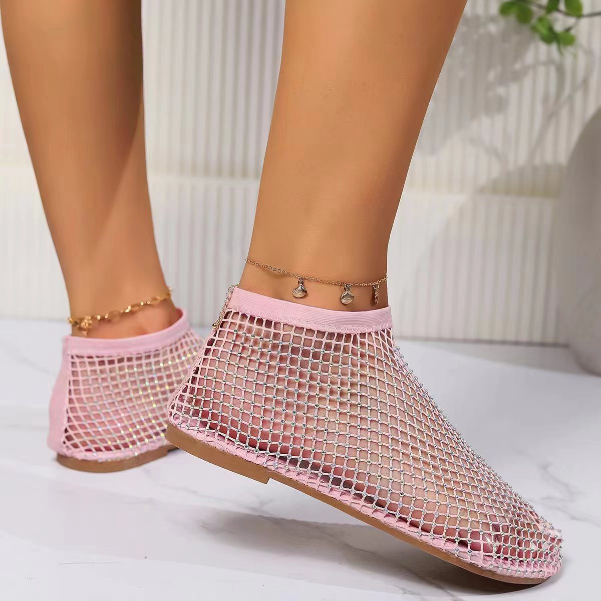 Round-toe Sandals Hollowed-out Design Rhinestone-embellished Ankle Boots Popular Online