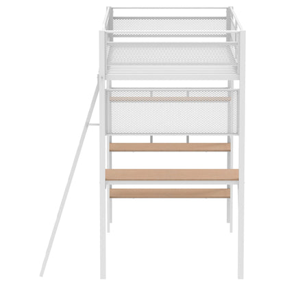 Campus 3-shelf Metal Twin Workstation Loft Bed Matte White