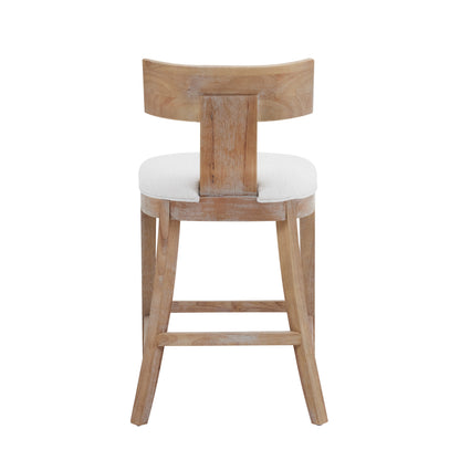 27" Upholstered Counter Stools Set of 2 with Solid Rubber Wood Frame