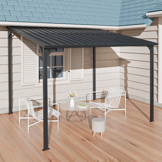 Outdoor Pergola 8' x 10' Metal Inclined Roof