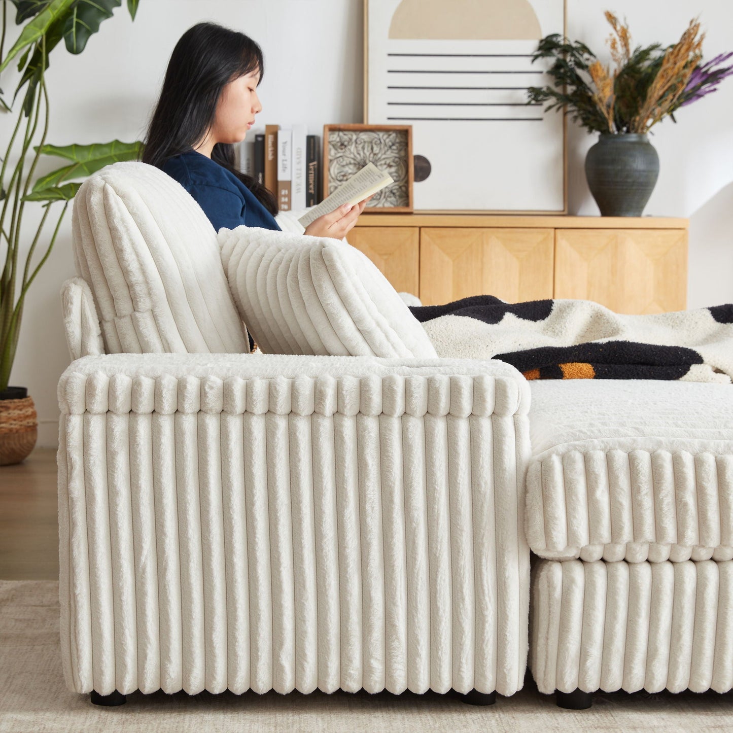 3 Seater Sofa With 2 Ottomans For Living Room