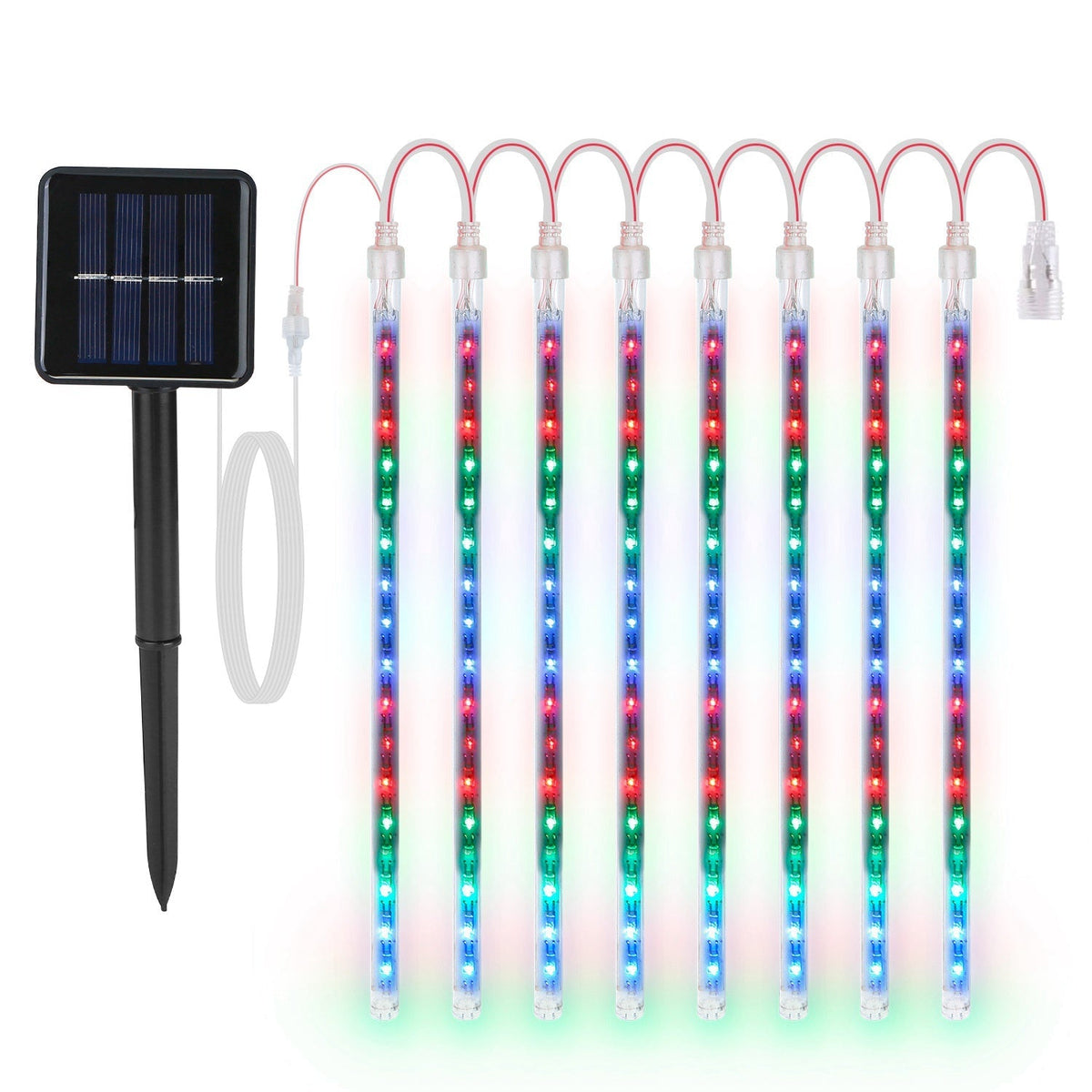 Solar Powered Meteor Shower String Lights 9.84FT Falling Raindrop Tube Lamp Water Resistant Decorative Lights For Tree Home Garden Parties